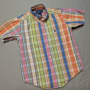 Polo Ralph Lauren Boys Button Down Plaid Dress Shirt Sz 5 Pony Logo